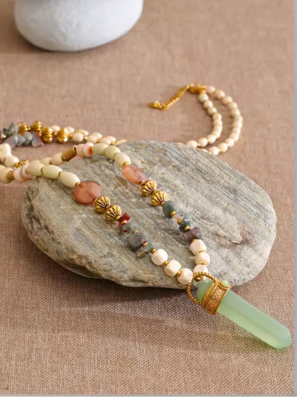 Whimsical Green Jade Beaded Necklace - Picture 6 of 15
